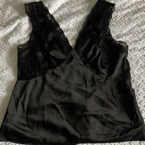 Express Black Satin Camisole with Lace Detail